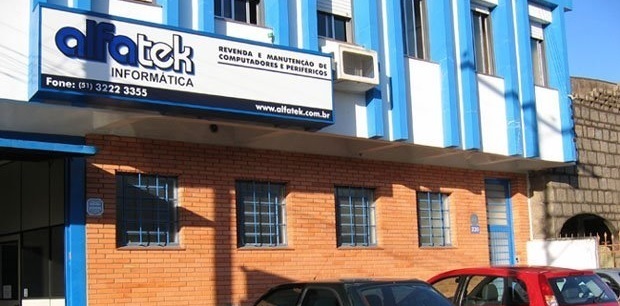 Fachada real da Alfatek Informática em Porto Alegre